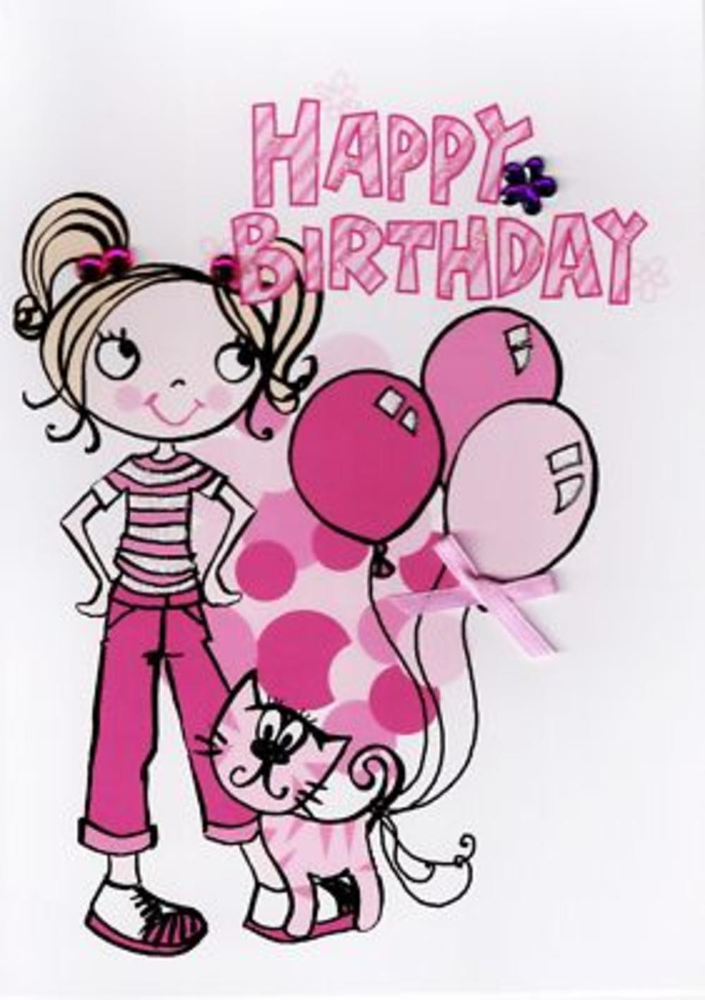 Birthday Cards For Girls
 Kids Girl Cat Birthday Card Cards