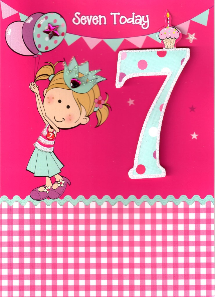 Birthday Cards For Girls
 Girls 7th Birthday 3D 7 Seven Today Card Childrens Kids