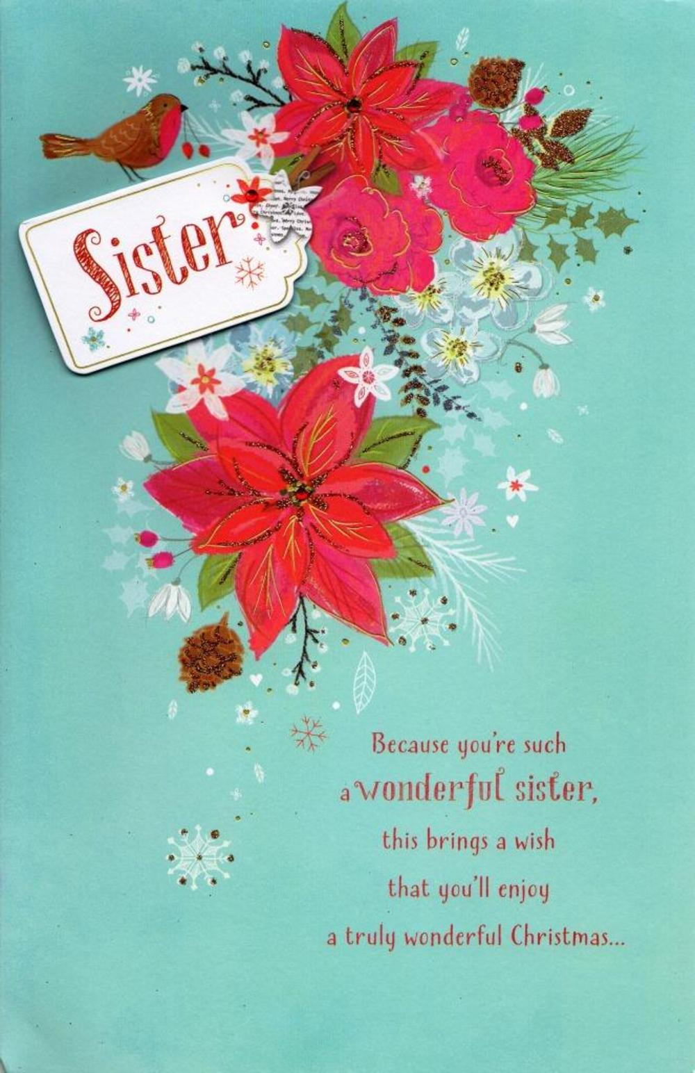 Birthday Cards Wishes
 Sister Traditional Christmas Greeting Card