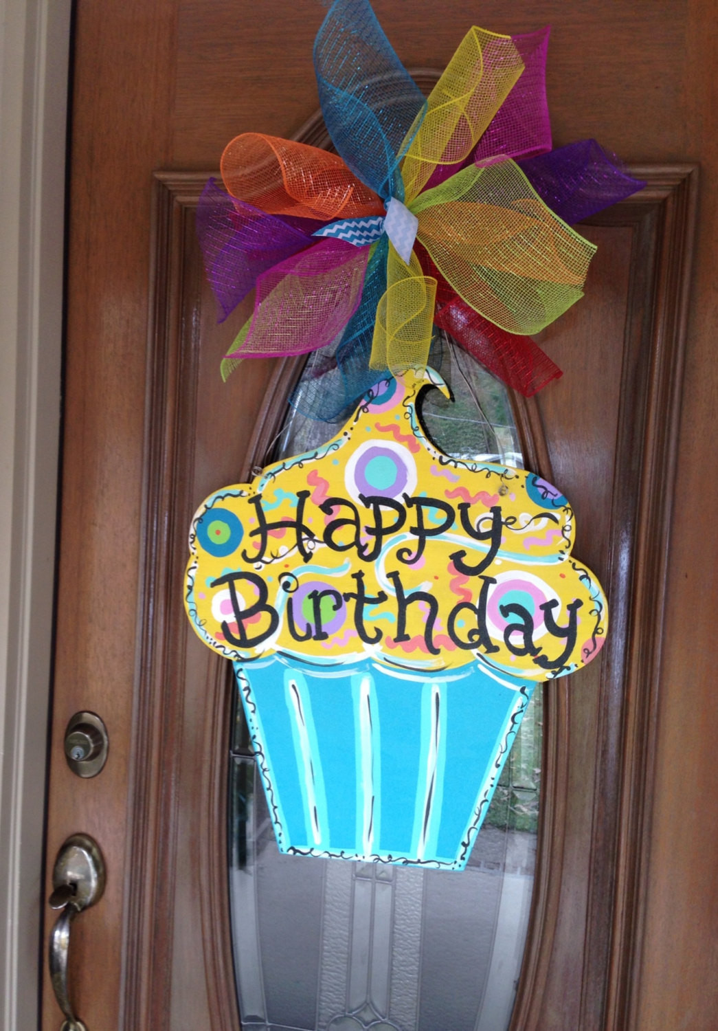 Birthday Door Decorations
 Birthday door hanger cupcake door hanger party door decor