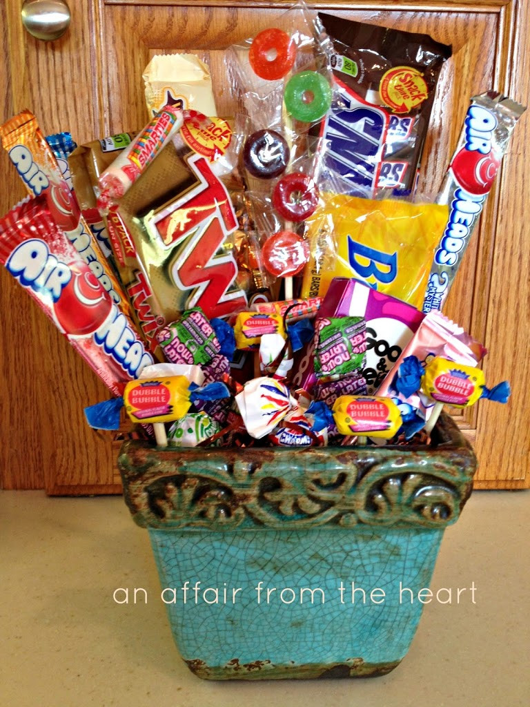 Birthday Gift Basket Ideas
 50th Birthday Candy Basket and Poem An Affair from the Heart