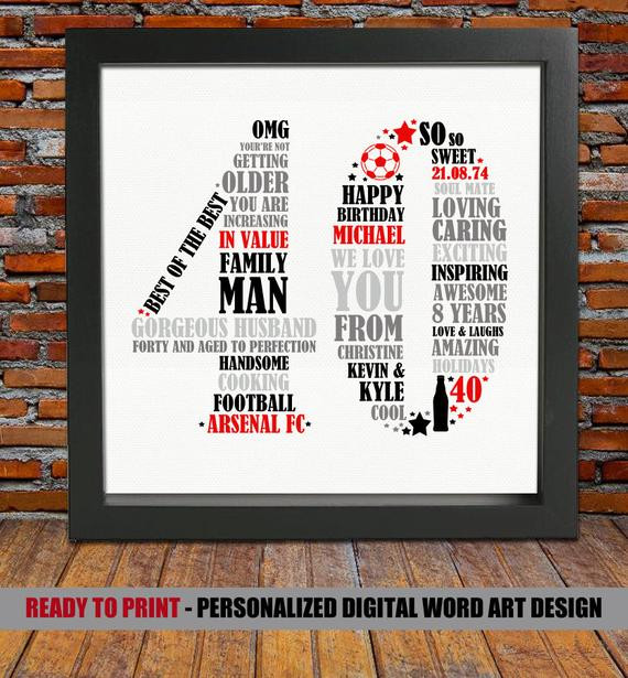 Birthday Gift Ideas For 40 Year Old Man
 Personalized 40th Birthday Gift for Him 40th by BlingPrints