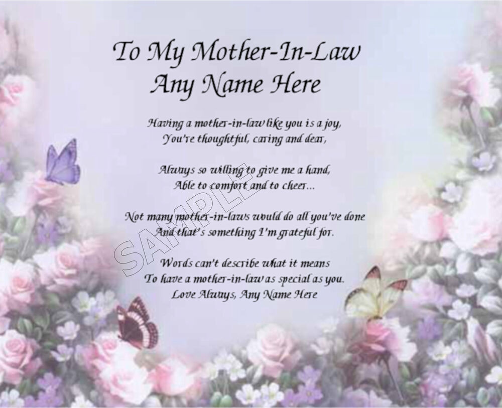 Birthday Gifts For Mother In Law
 TO MY MOTHER IN LAW PERSONALIZED ART POEM MEMORY BIRTHDAY