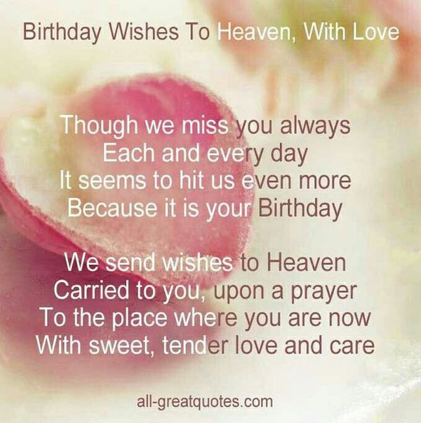 Birthday In Heaven Wishes
 Happy Birthday Quotes and to Someone in Heaven