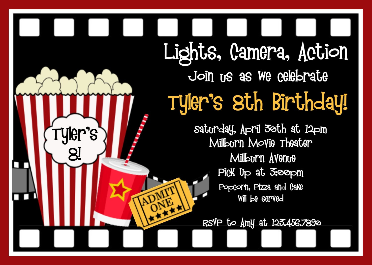 Birthday Invitation Ideas
 Movie Birthday Party Invitations – Bagvania