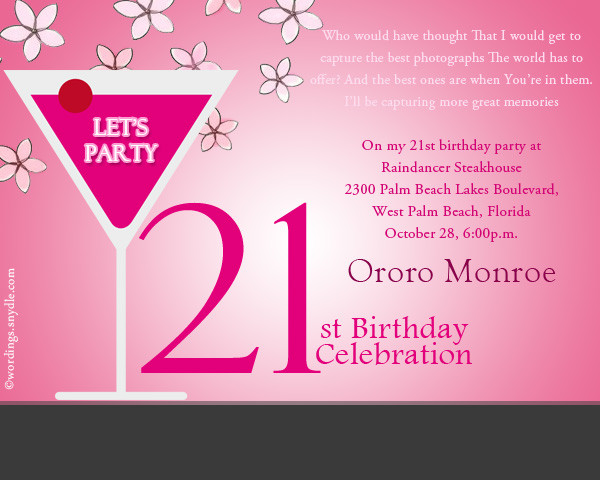 Birthday Invitation Message
 21st Birthday Party Invitation Wording – Wordings and Messages
