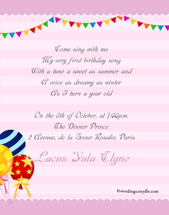 Birthday Invitation Message
 1st Birthday Party Invitation Wording – Wordings and Messages