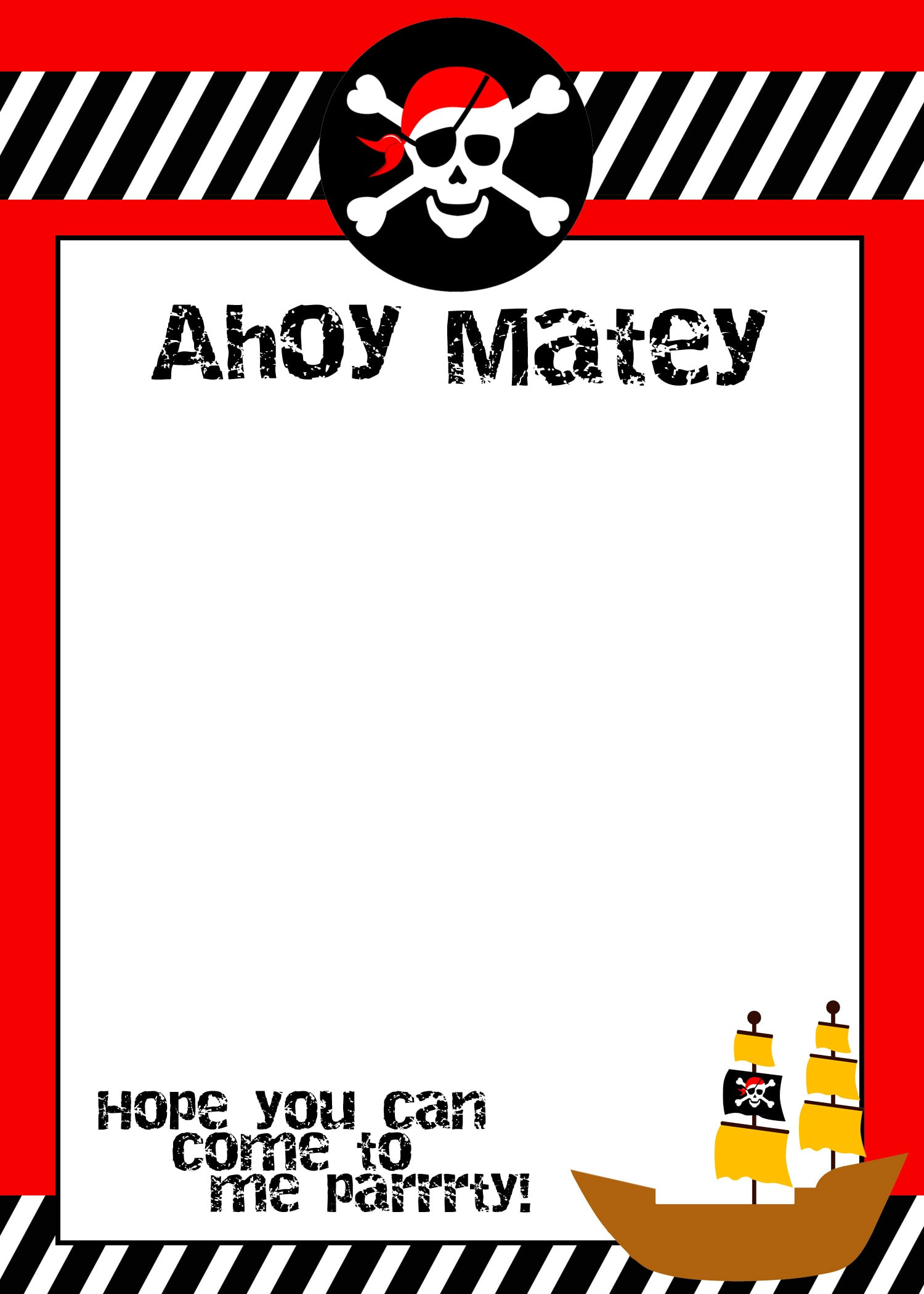 Birthday Invitation Template
 Pirate Birthday Party with FREE Printables How to Nest