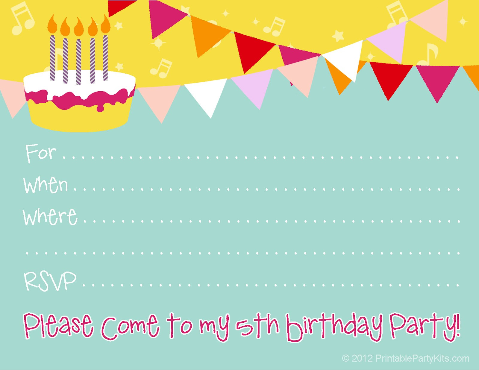 Birthday Invitation Template
 Free Birthday Party Invitations for Girl – FREE Printable