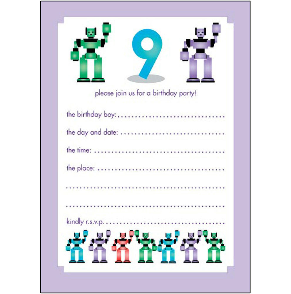Birthday Party Cards
 10 Childrens Birthday Party Invitations 9 Years Old Boy