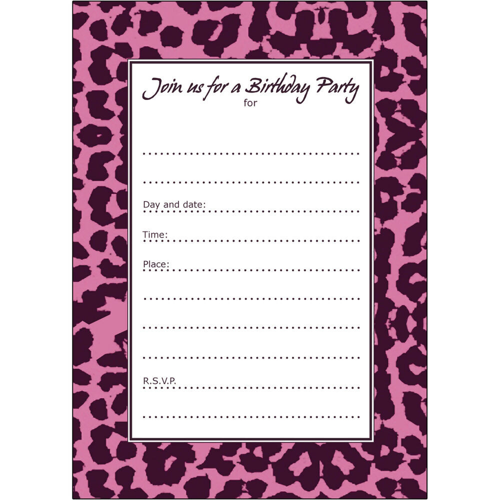 Birthday Party Cards
 20 Birthday Party Invitations Fill ins BPFI 034