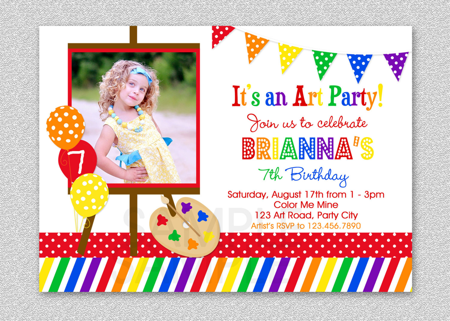 Birthday Party Cards
 Art Birthday Party Invitations for your Kids – Bagvania