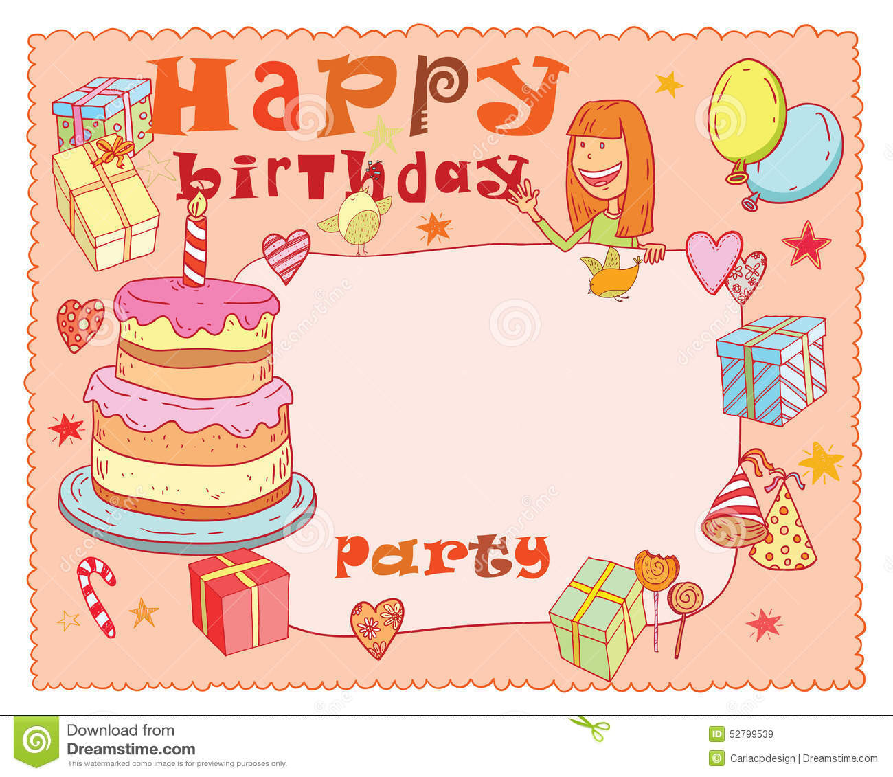 Birthday Party Cards
 Birthday Party Design Card Vector Illustration Stock
