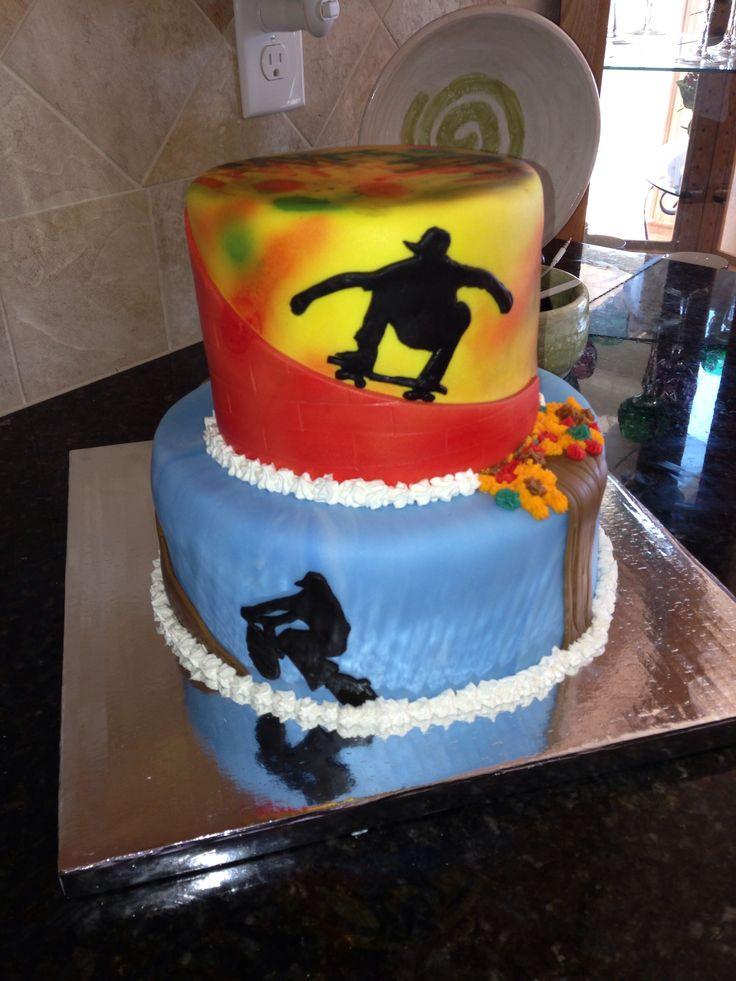 Birthday Party Ideas For A 13 Year Old Boy
 Skateboarding BMX grafitti cake for a 13 year olds