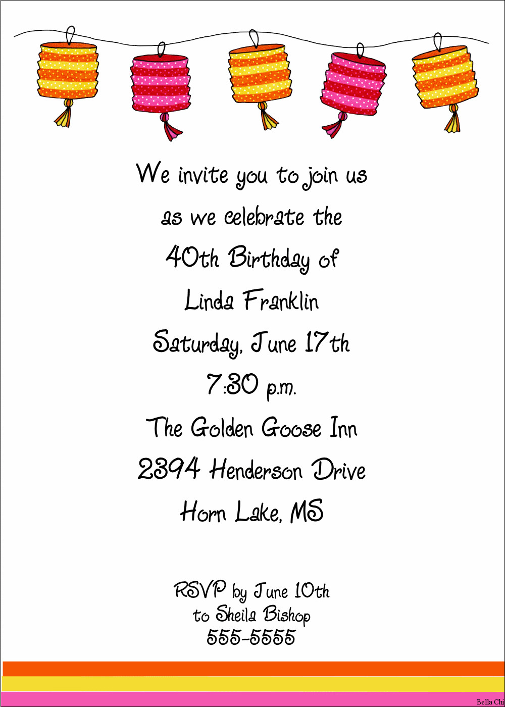 Birthday Party Invitation Wording
 Invitations for Birthday Party for Adults