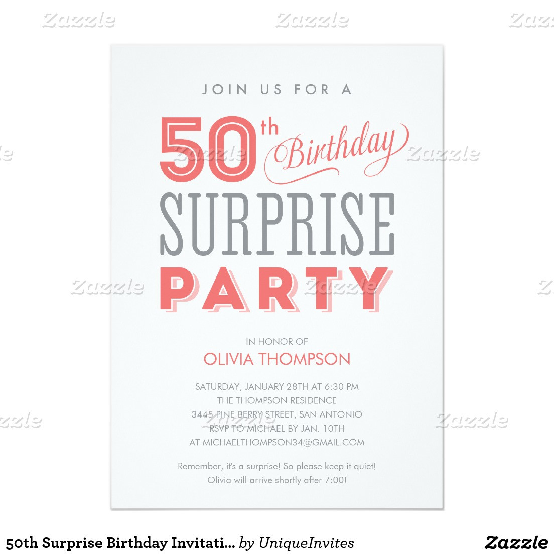 Birthday Party Invitation Wording
 Surprise 50th Birthday Party Invitation Wording