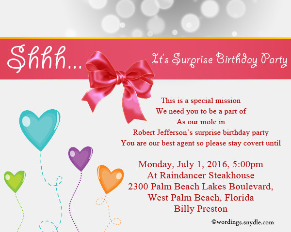 Birthday Party Invitation Wording
 Surprise Birthday Party Invitation Wording – Wordings and