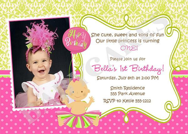 Birthday Party Invitation Wording
 First Birthday Invitation Wording and 1st Birthday