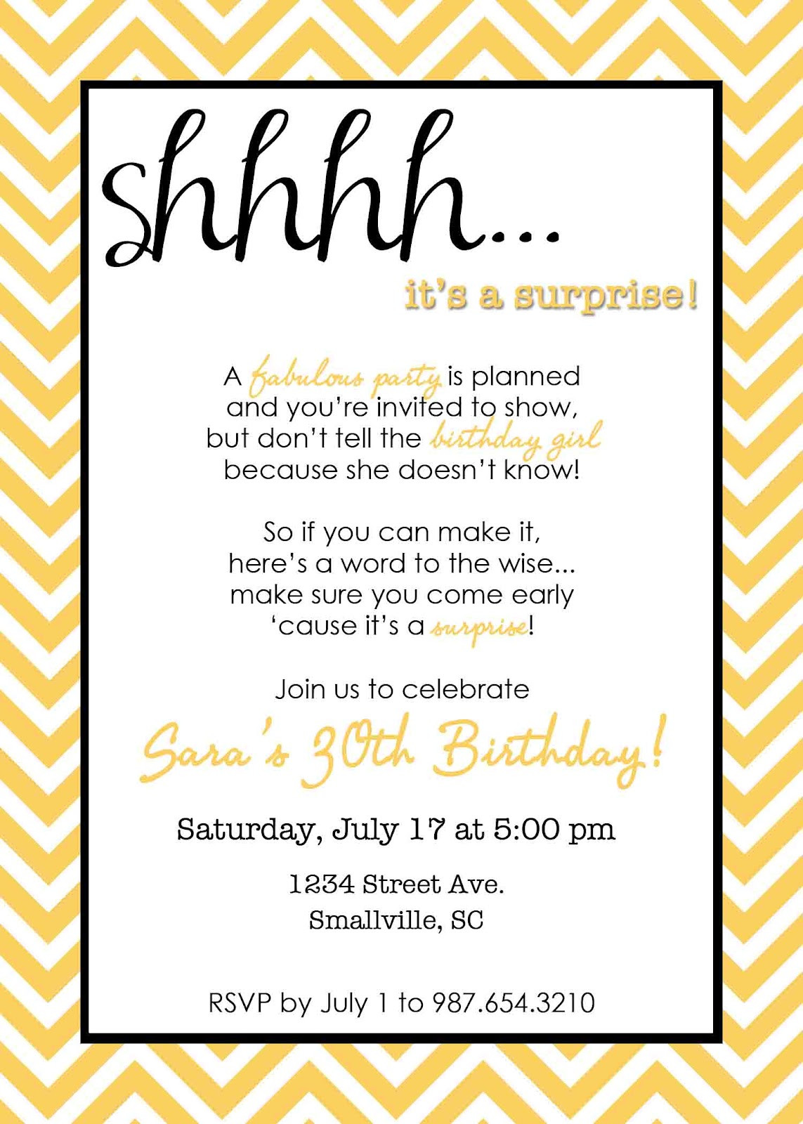 Birthday Party Invitation Wording
 Wording for Surprise Birthday Party Invitations