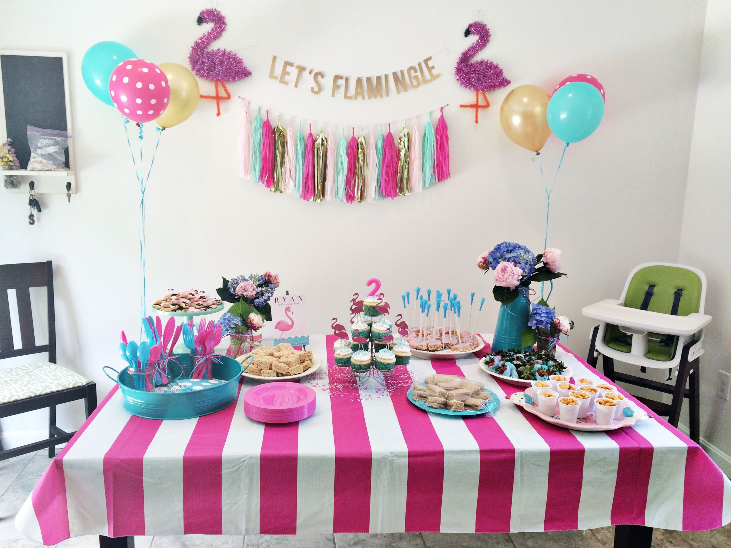 Birthday Party
 Pink and Blue Flamingo Birthday Party Project Nursery