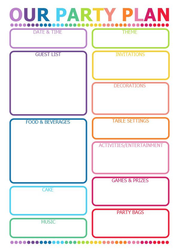 Birthday Party Organizer
 How to Plan a Party Printable Planner