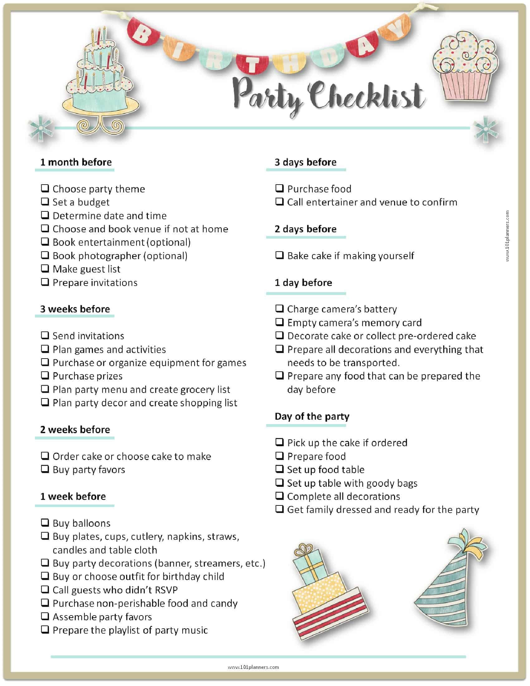 Birthday Party Organizer
 Party Planning Template