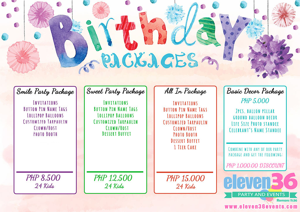 Birthday Party Packages
 For Sale Birthday Package