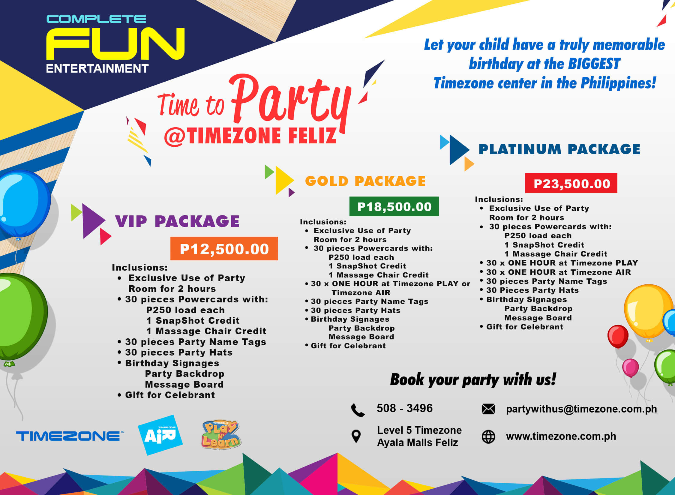 Birthday Party Packages
 Kids Birthday Party Venue