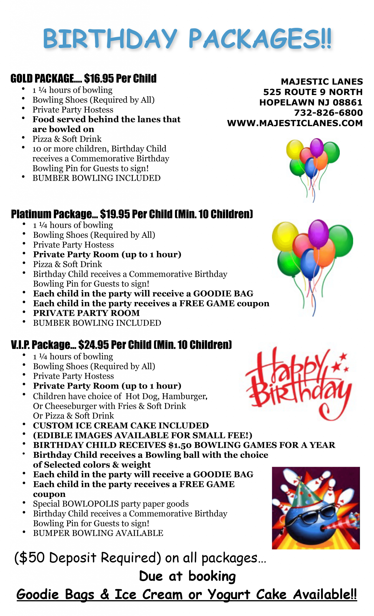Birthday Party Packages
 Majestic Lanes Bowling Woodbridge NJ