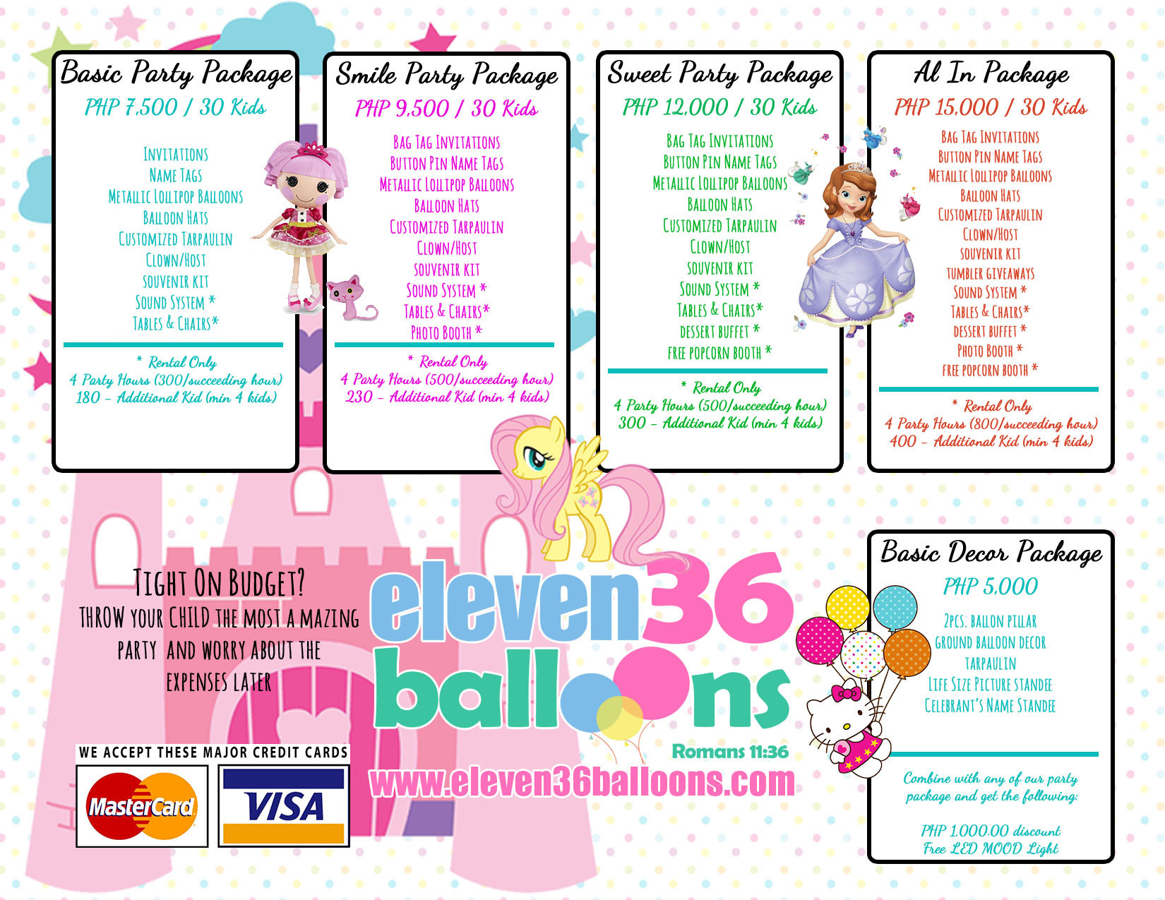 Birthday Party Packages
 For Hire Party Packages Eleven36 Party & Events