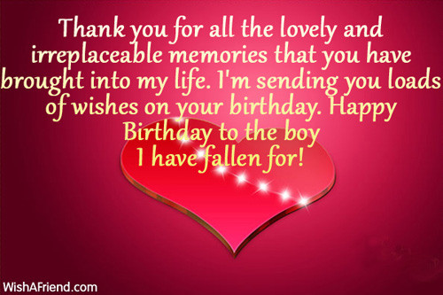 Birthday Quotes For My Boyfriend
 Thank you for all the lovely Birthday Wish For Boyfriend