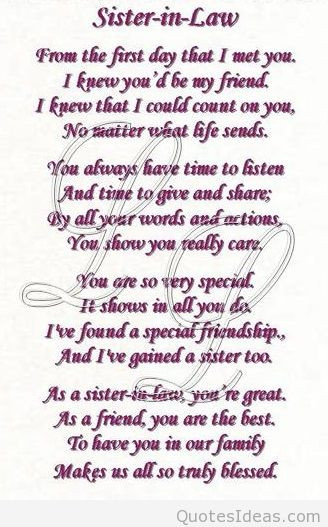 Birthday Quotes Sister In Law
 BIRTHDAY QUOTES FOR SISTER IN LAW image quotes at