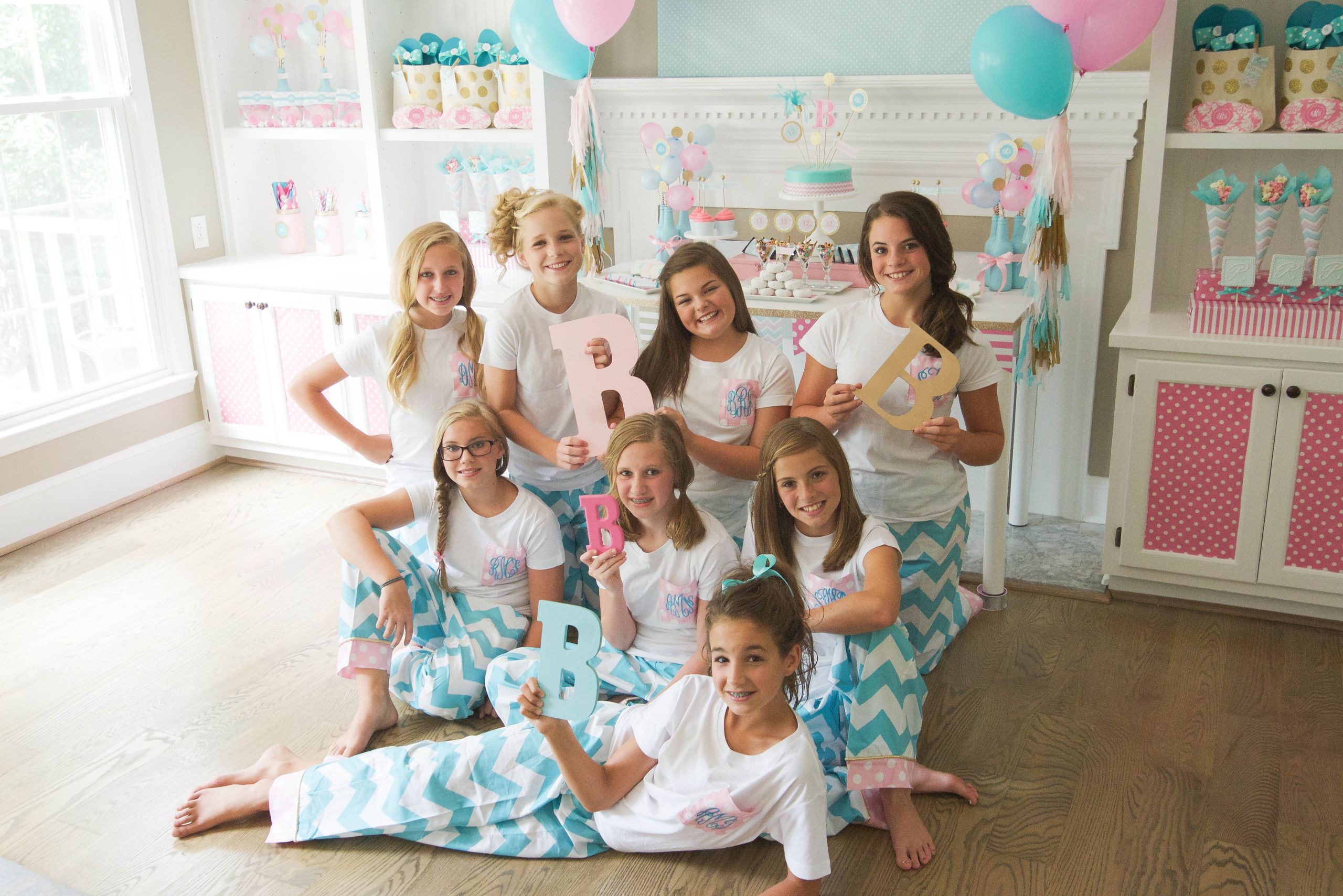 Birthday Slumber Party Ideas
 Brynne s Monogram Slumber Birthday Party for Balloon Time