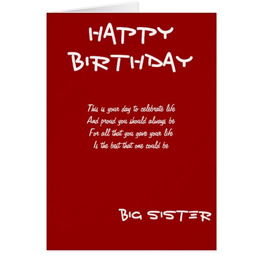 Birthday Wishes For Big Sister
 Big sister birthday greeting cards