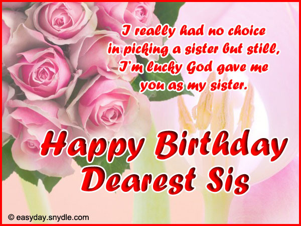 Birthday Wishes Sister
 Birthday Wishes for Sister – Easyday