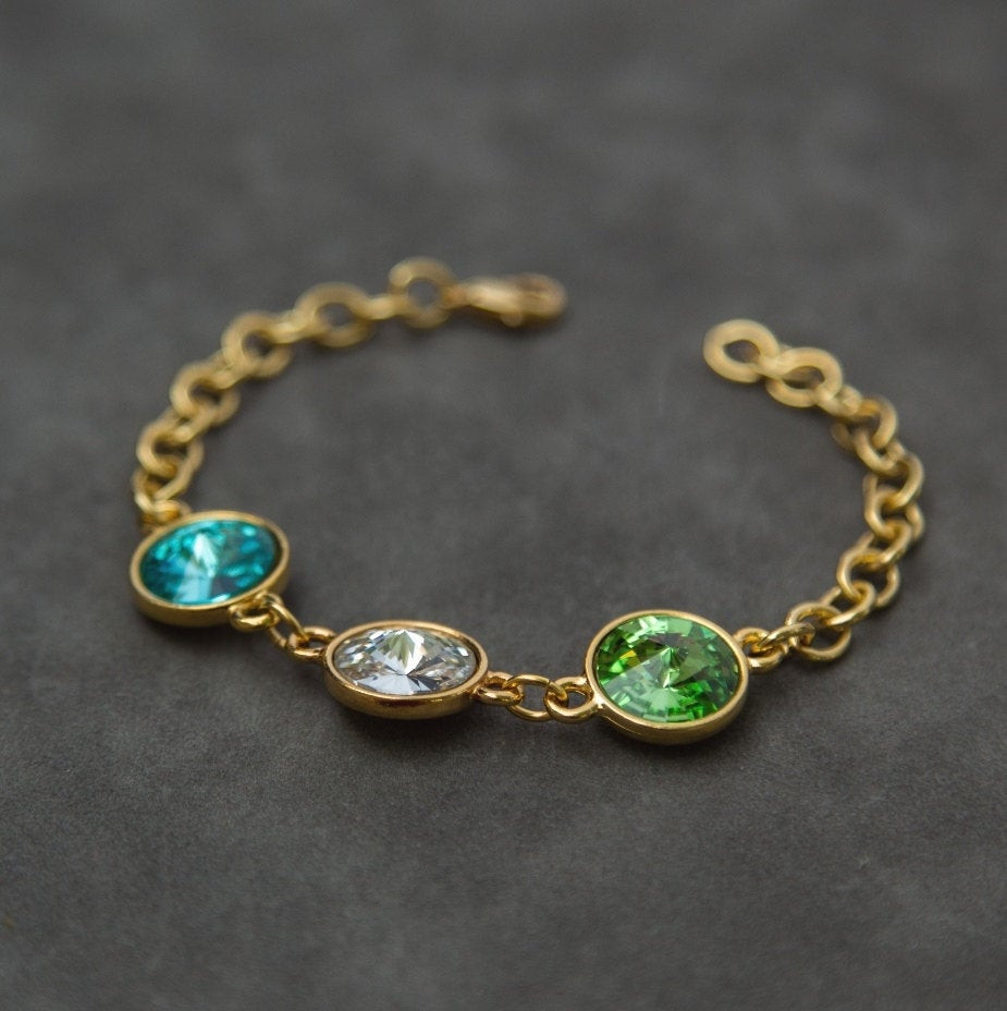 Birthstone Bracelet For Mom
 Birthstone Bracelet in Gold New Mom Jewelry Mothers Day Gift