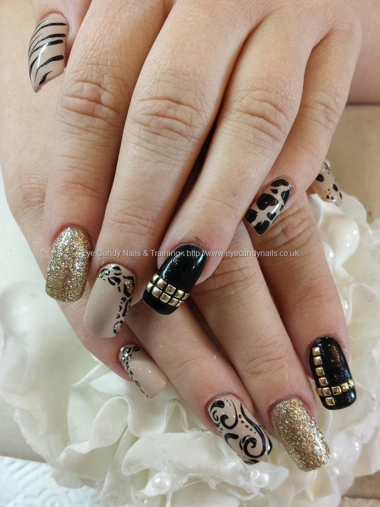 Black And Nude Nail Designs
 Eye Candy Nails & Training Nude black and gold freehand