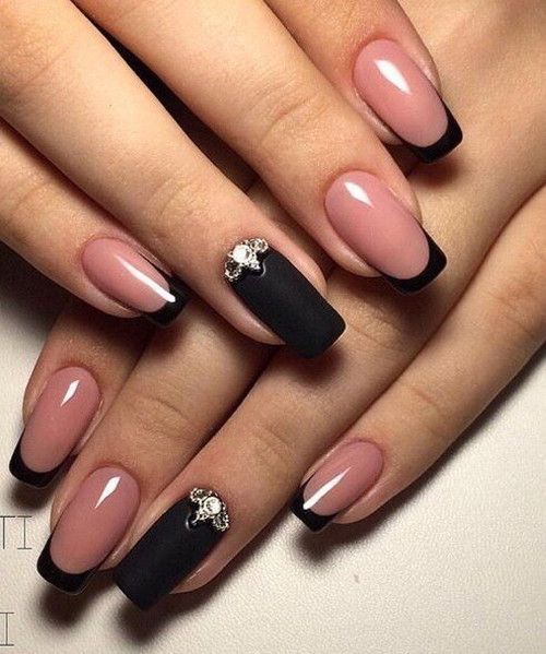 Black And Nude Nail Designs
 Matte Black and Nude Nail Art Designs for A Beautiful