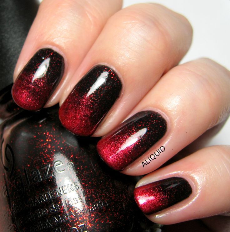 Black And Red Glitter Nails
 ALIQUID The Neverending Pile Challenge Vampy gra nt