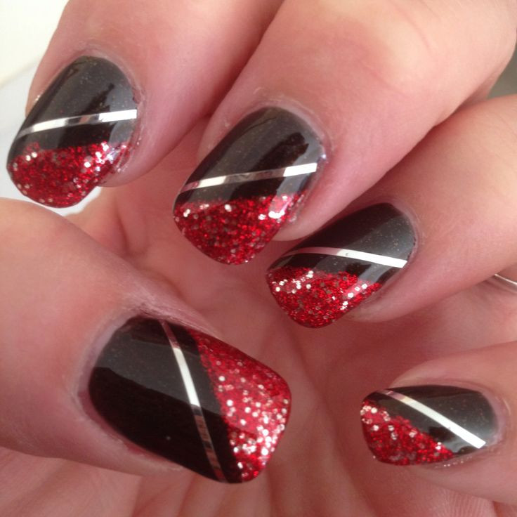 Black And Red Glitter Nails
 50 Very Beautiful Red And Black Nail Art Design Ideas