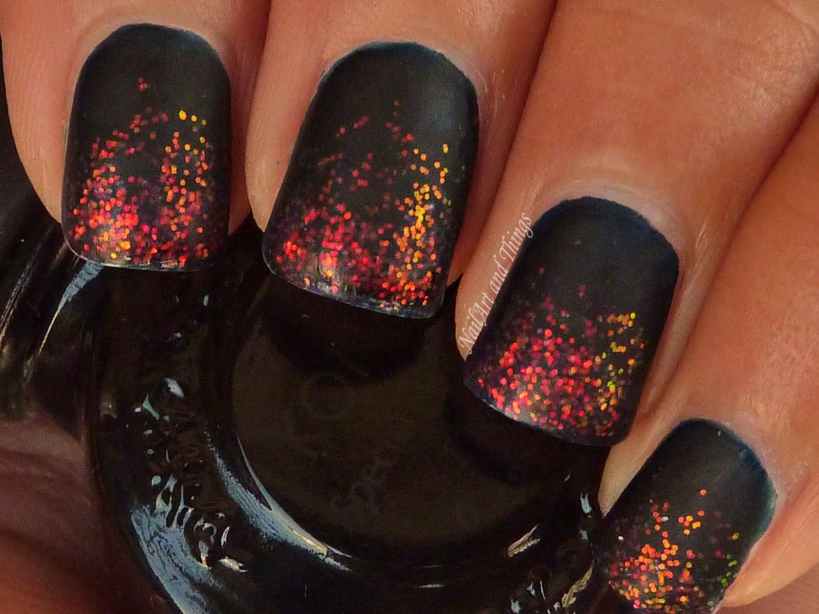 Black And Red Glitter Nails
 NailArt and Things Mattened Glitter Nails
