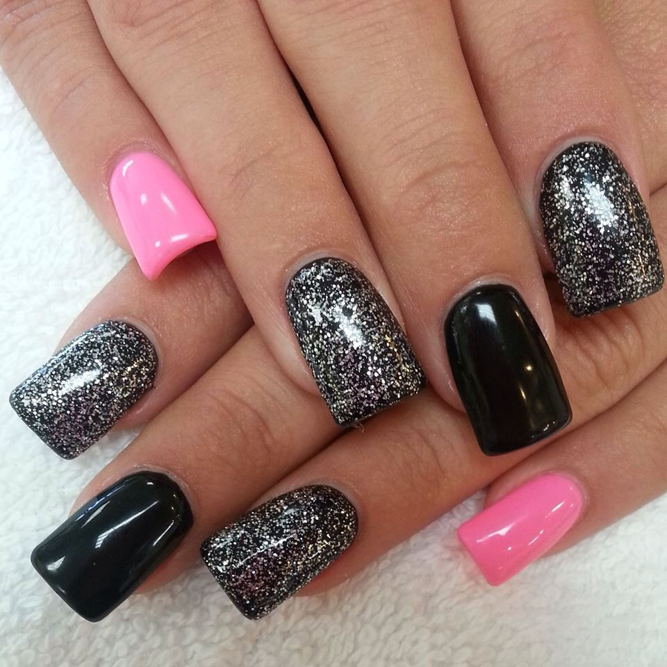 Black And Red Glitter Nails
 Black and pink nails nail design ideas inspiration polish