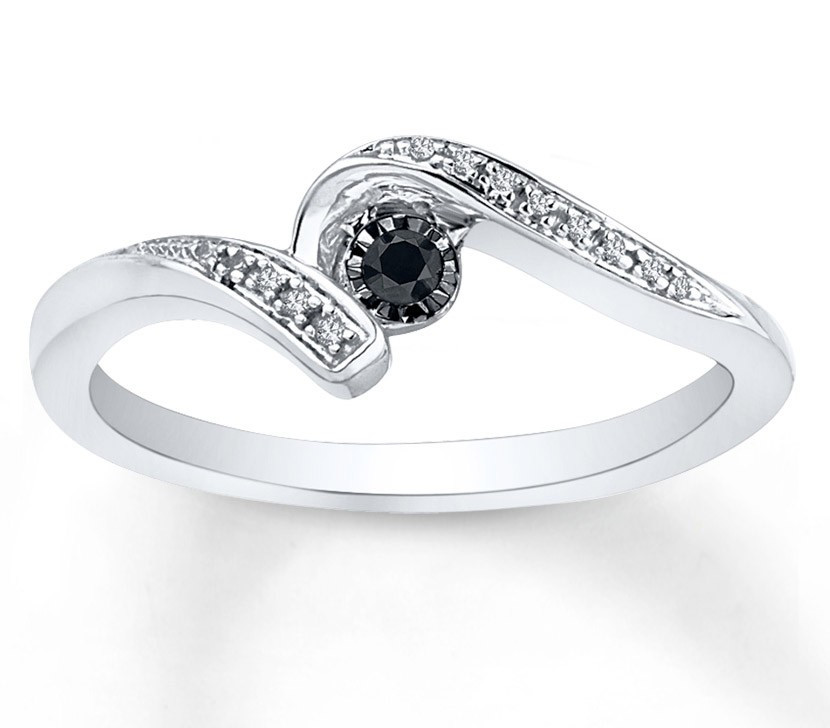 Black And White Diamond Engagement Ring
 Perfect Black and White Diamond Engagement Ring in White