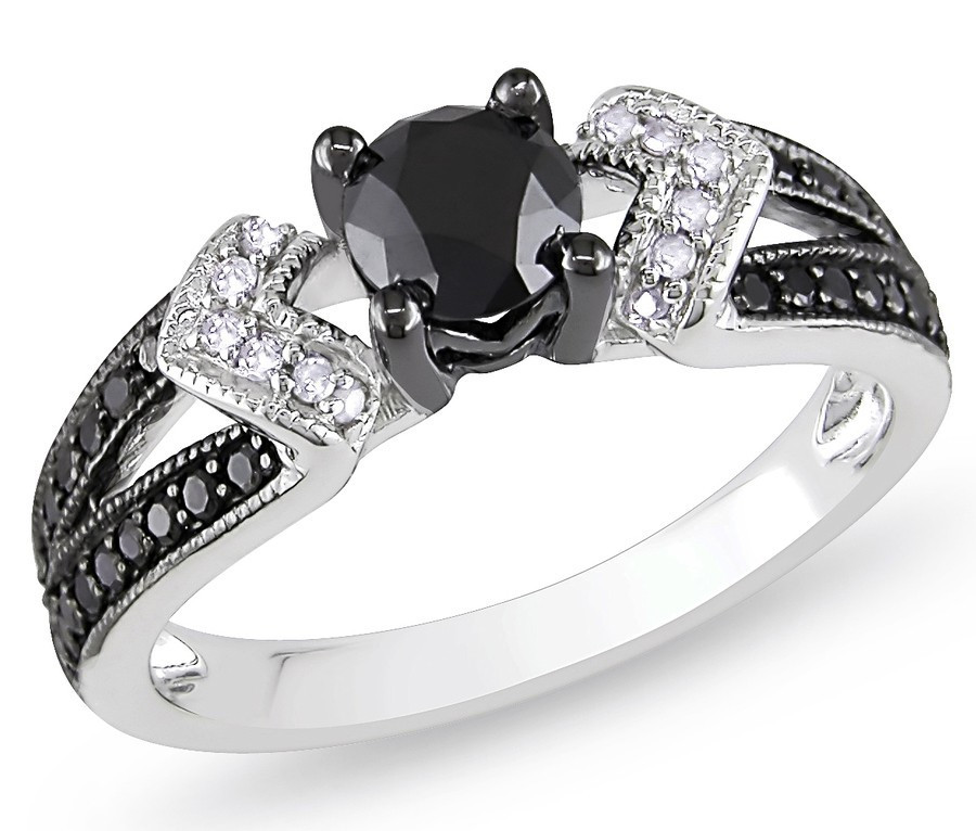 Black And White Diamond Engagement Ring
 Alluring Black and White Diamond Antique Diamond Ring 1 00