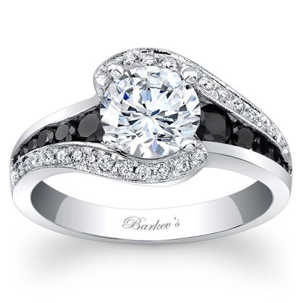 Black And White Diamond Engagement Ring
 Barkev s 14K White Gold and Black Diamond "Halo Swirl