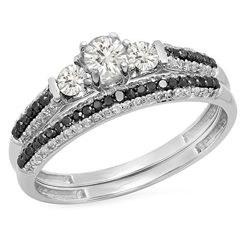 Black And White Diamond Engagement Ring
 Dazzlingrock Collection 10K Gold White Sapphire Black