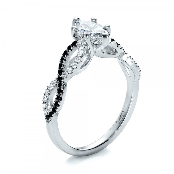 Black And White Diamond Engagement Ring
 Custom Two Tone and Marquise Diamond Engagement Ring