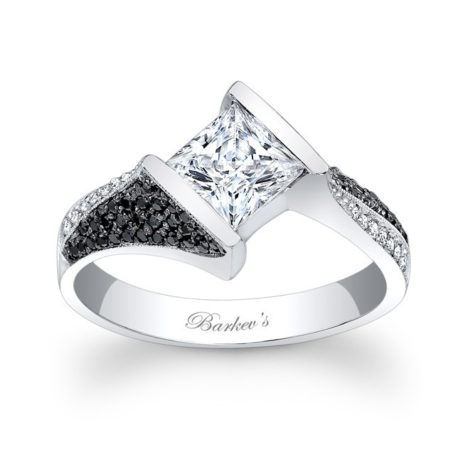 Black And White Diamond Engagement Ring
 Barkev s Black and White Diamond Engagement Ring 7872LBK