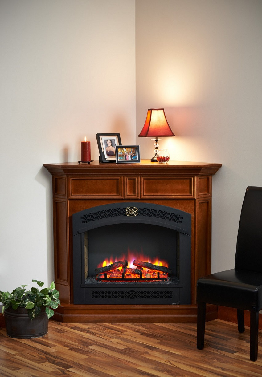 Black Corner Electric Fireplace
 51" Columbia Corner Full Arch Front Electric Fireplace