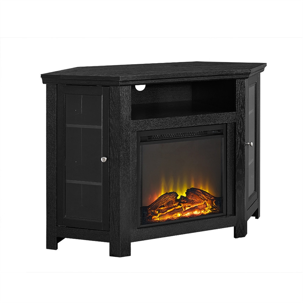 Black Corner Electric Fireplace
 48" Corner Fireplace TV Stand Black